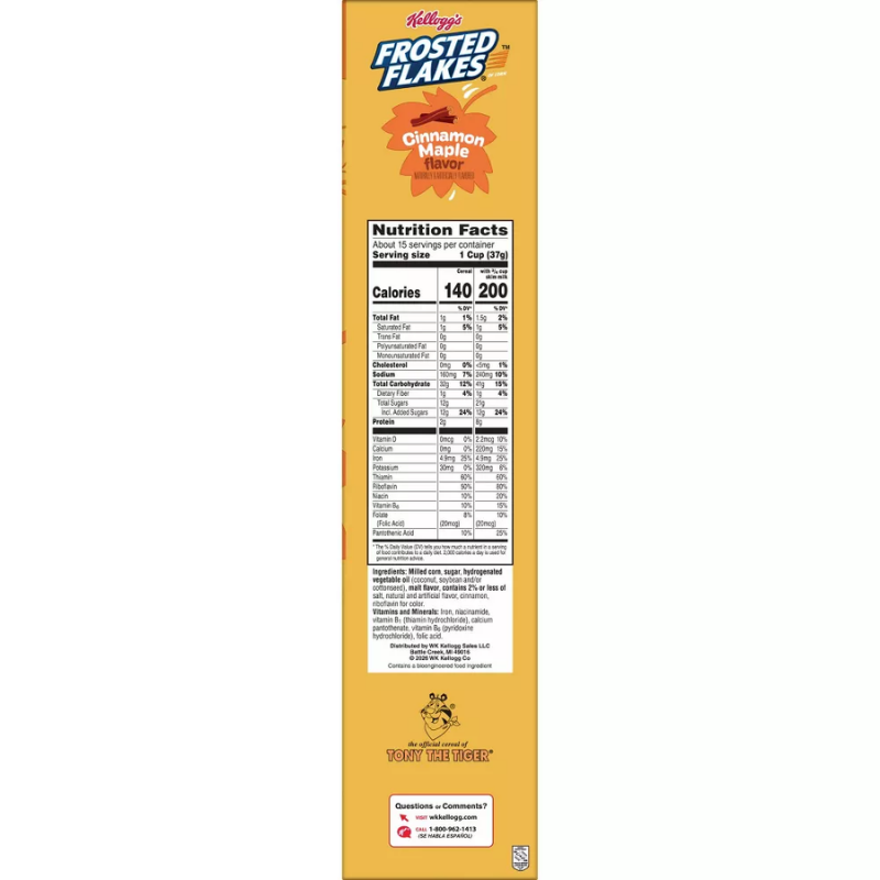 Cereal Frosted Flakes Cinnamon Maple Family Size 20.1oz (569g)