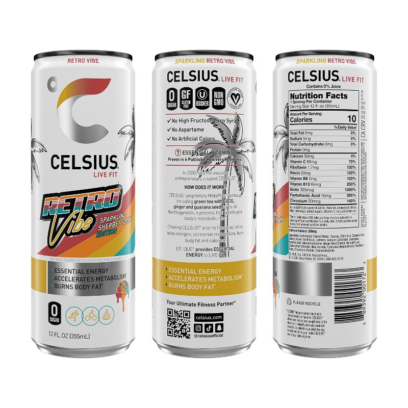 Celsius Sparkling Retro Vibe 355ml (355g) - Imagen 4