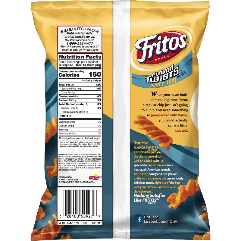Fritos Flavor Twists Honey BBQ 9.25oz (262g) - Imagen 3