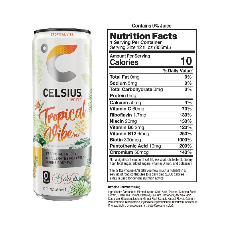 Celsius Sparkling Tropical Vibe 355ml (355g) - Imagen 3
