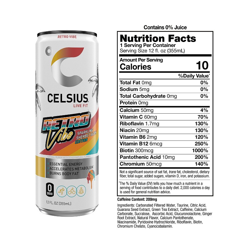 Celsius Sparkling Retro Vibe 355ml (355g) - Imagen 3