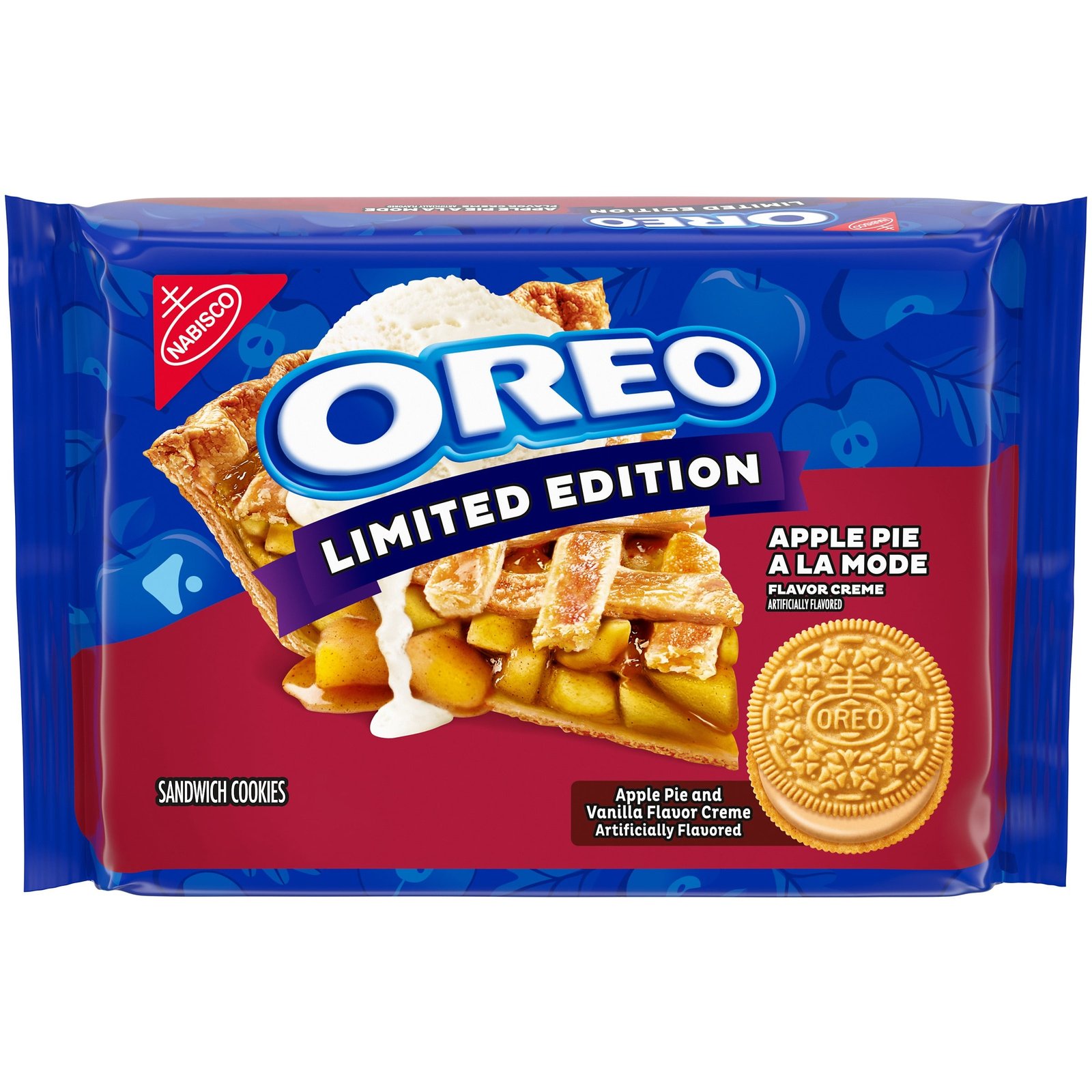 Oreo Apple Pie a la Mode Limited Edition Sandwich Cookies 10.68 oz, empaque frontal