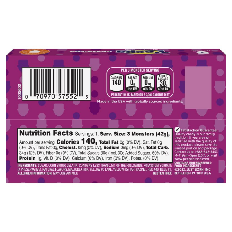 PEEPS Marshmallow Monsters Halloween Candy 3 ct 1.5 oz, imagen 2