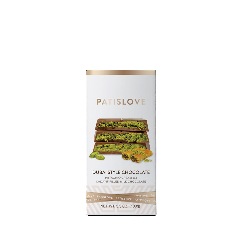 Patislove Dubai Style Milk Chocolate con crema de pistache y kadayif 3.5 oz (99 g)
