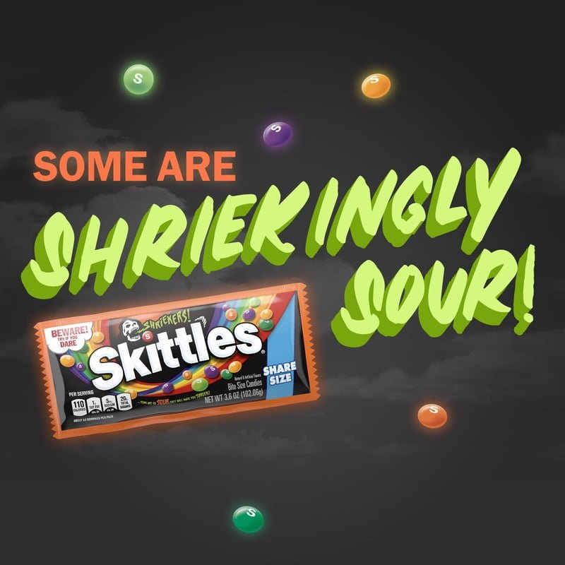 Skittles Shriekers Sour Halloween Candy 102 g - imagen 2